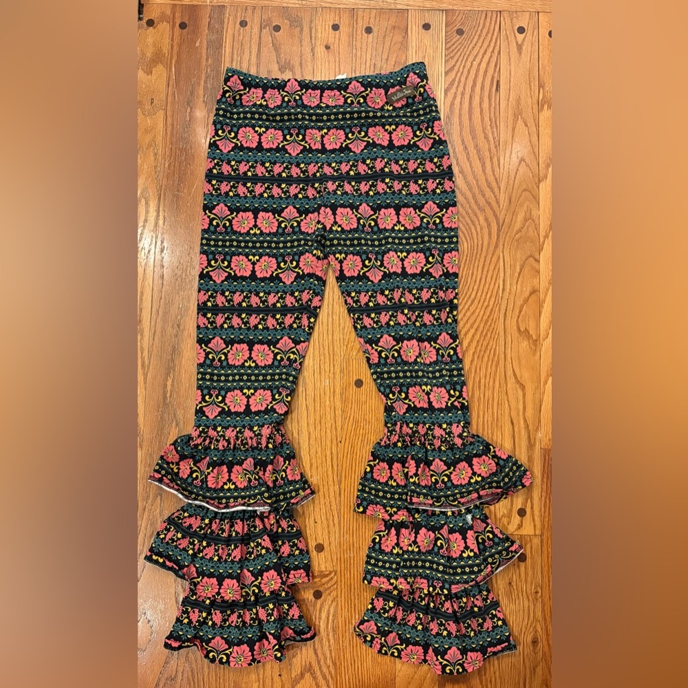 Matilda Jane Pink and Blue Floral Ruffle Leggings